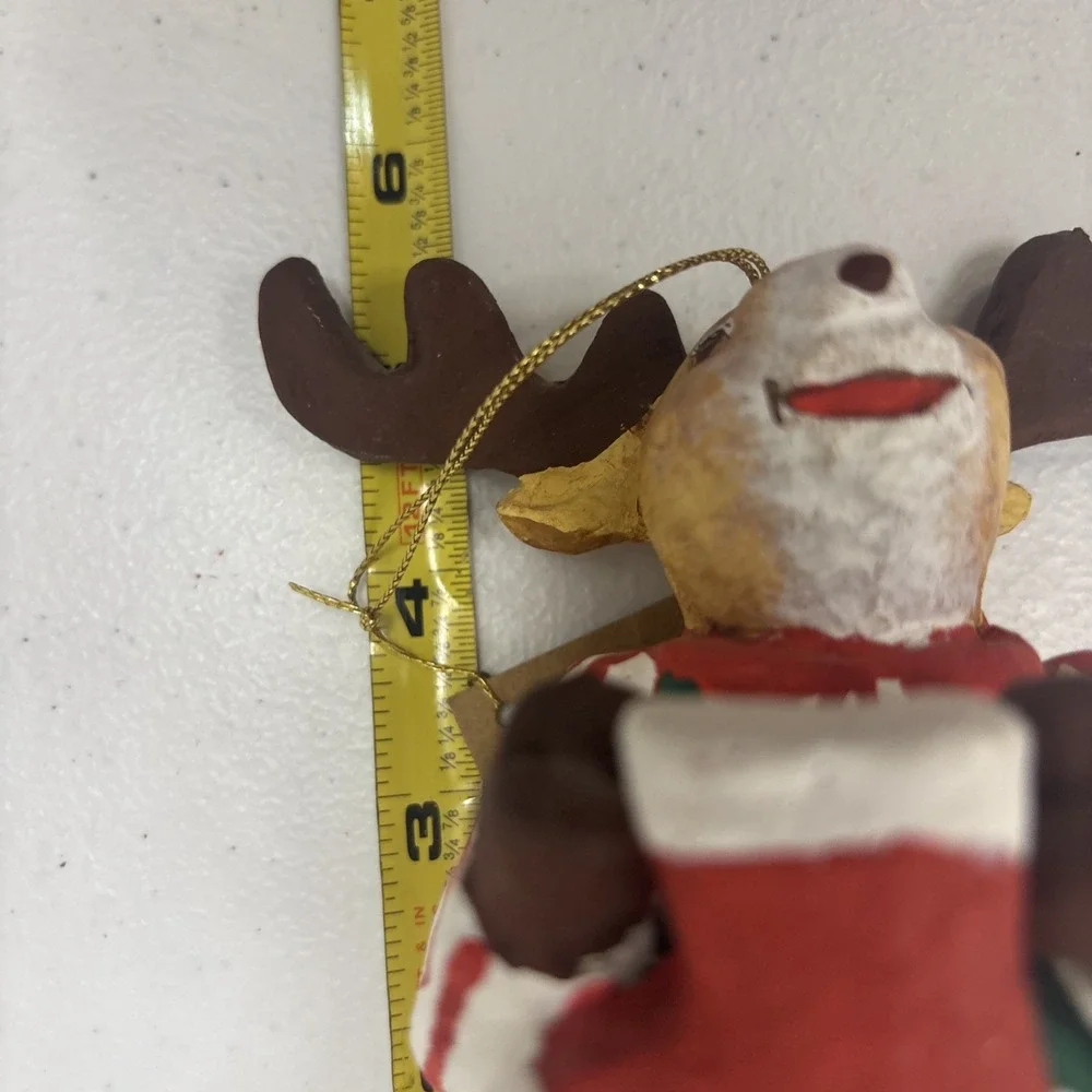 Vtg Paper Mache Christmas‎ Moose Ornament 5 1/2
